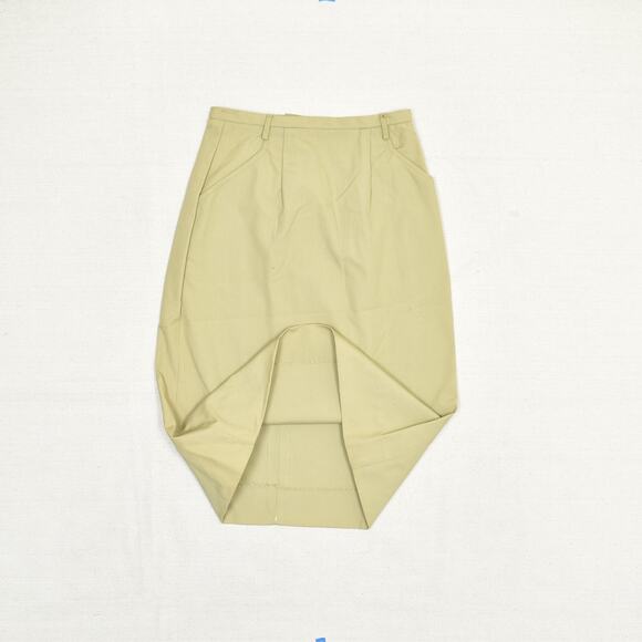 Vintage Miss Pat Women's Straight Skirt Zip Solid Acrylic Beige Size 8 Pleated - Picture 2 of 8